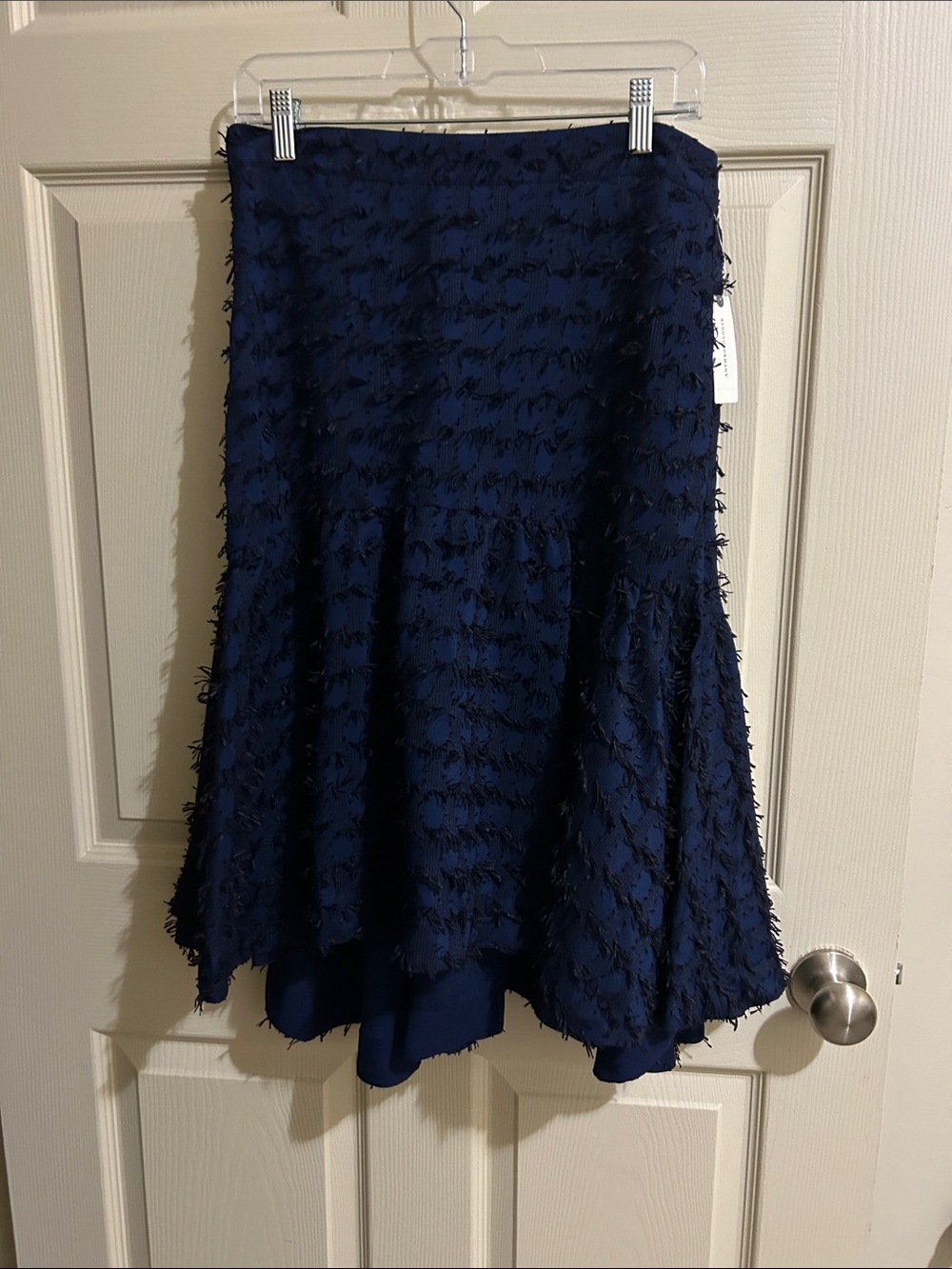 Maeve Miranda Navy and Black Textured A-Line Midi Skirt Elastic waist